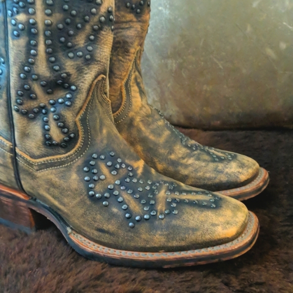 DAN POST DP3907 "Crosswalker Vintage" distressed studded cowgirl boots sz 6 EUC - Picture 12 of 16